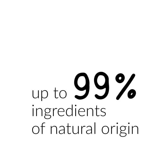 Our products contain up to 99% ingredients of natural origin.